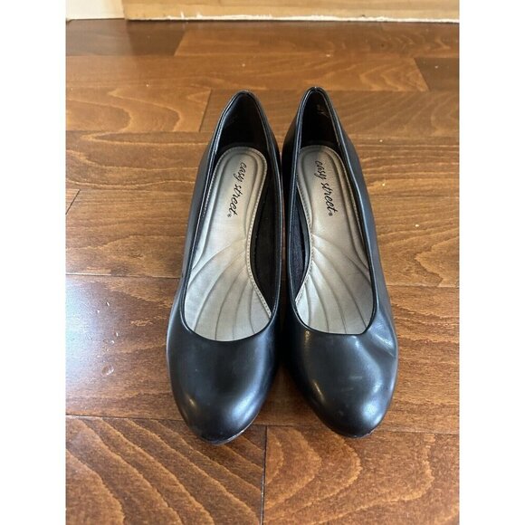 Easy Street Passion Round Toe Black Point Heel Pumps Black Closed Toe NEW 8.5 W - Picture 3 of 7